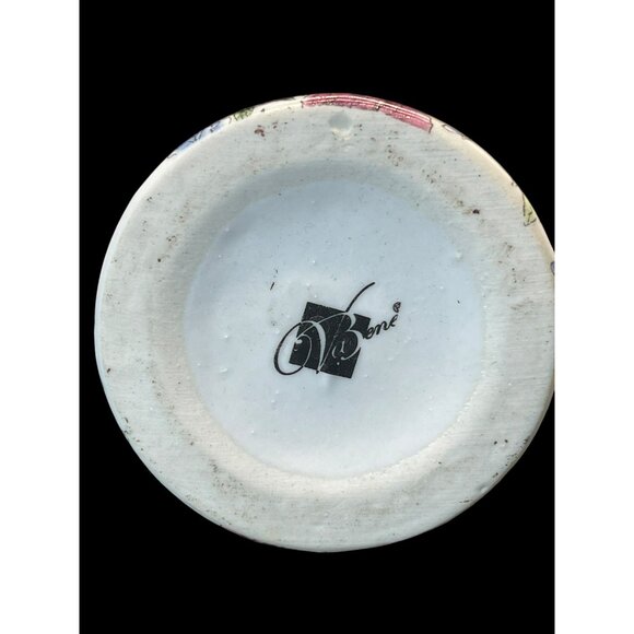 Vintage Va Bene Pink Flower Floral Handpainted Porcelain Vase 8" - Picture 7 of 8